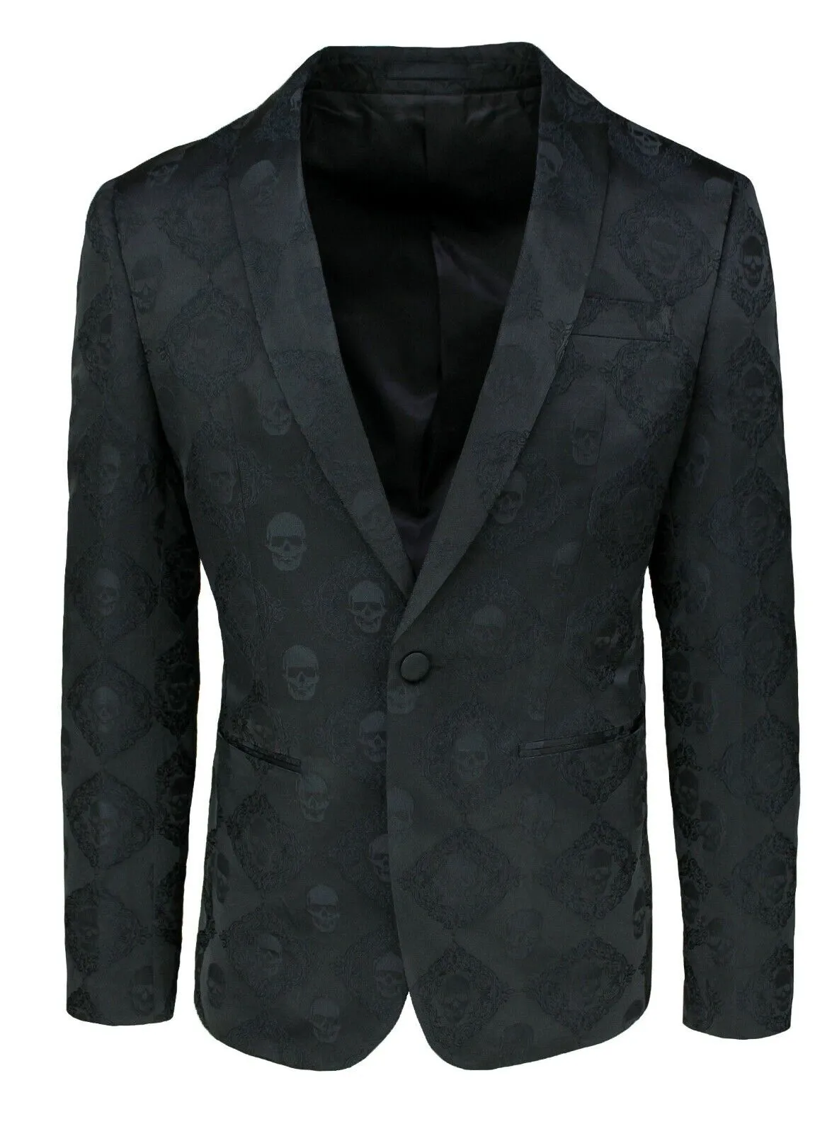 Giacca Blazer uomo Class sartoriale nero in fantasia teschi crani da S a 3XL