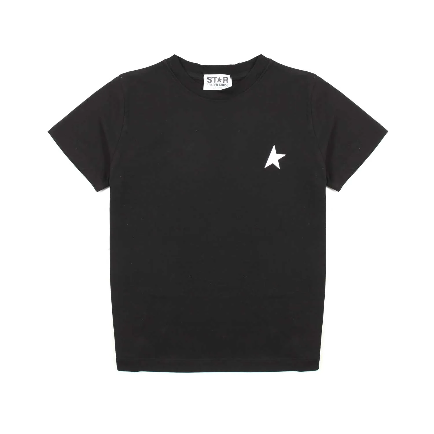 Golden Goose Black T-Shirt With White Star For Boys And Girls