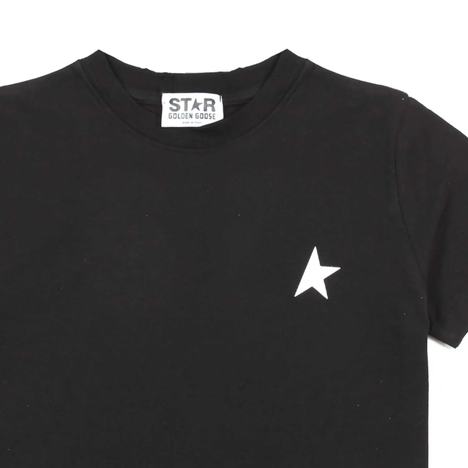 Golden Goose Black T-Shirt With White Star For Boys And Girls