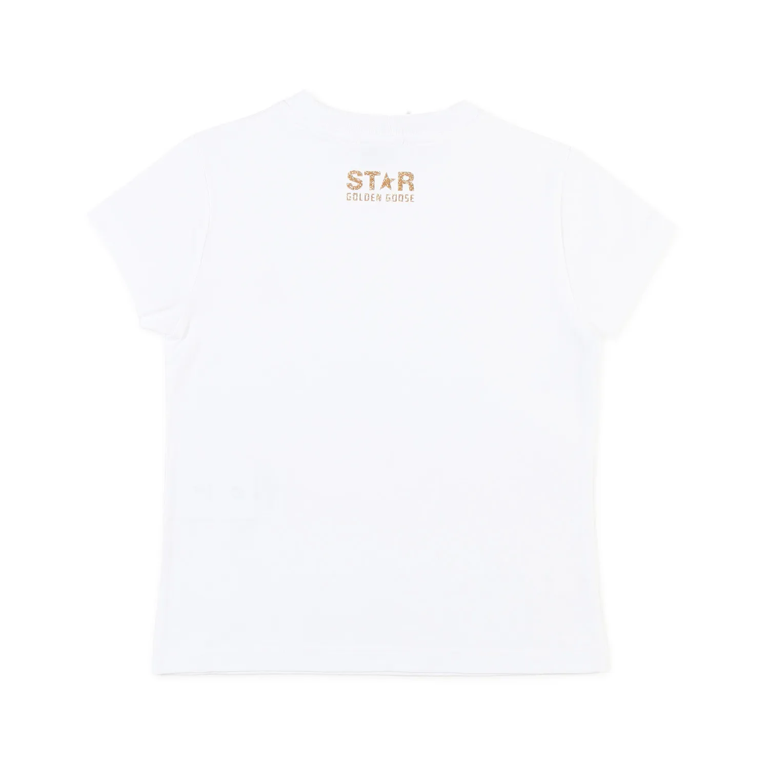 Golden Goose White T-Shirt With Gold Glitter Star For Girls