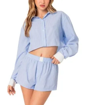 Lea Cropped Button Up Shirt