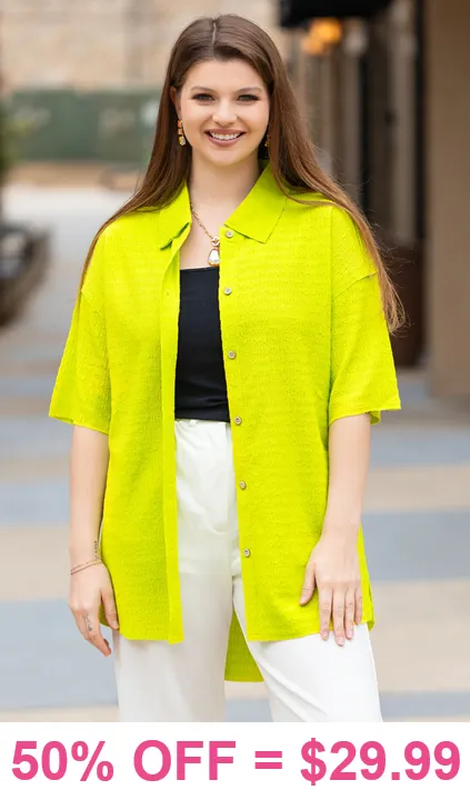 Lime Textured button up shirt