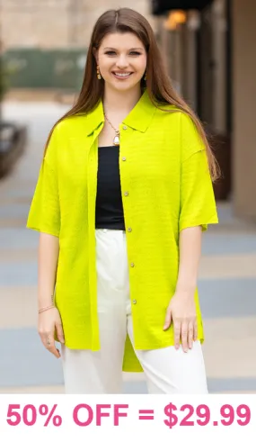 Lime Textured button up shirt