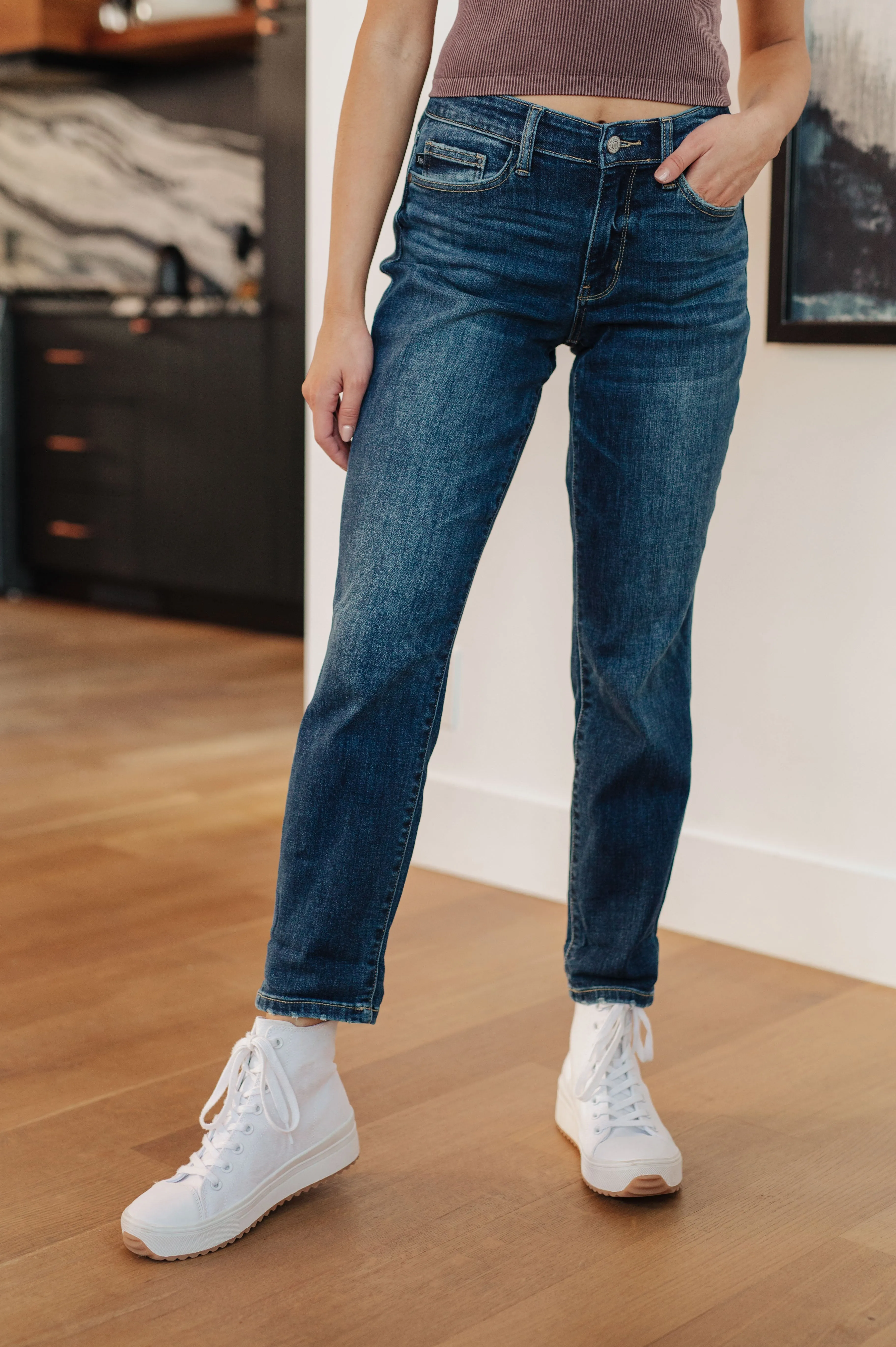 London Midrise Cuffed Boyfriend Jeans by Judy Blue