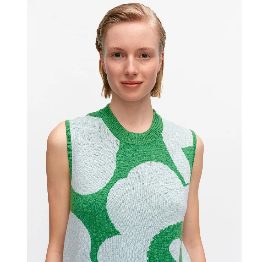 marimekko  |Crew Neck Flower Patterns Casual Style Wool Nylon Rib