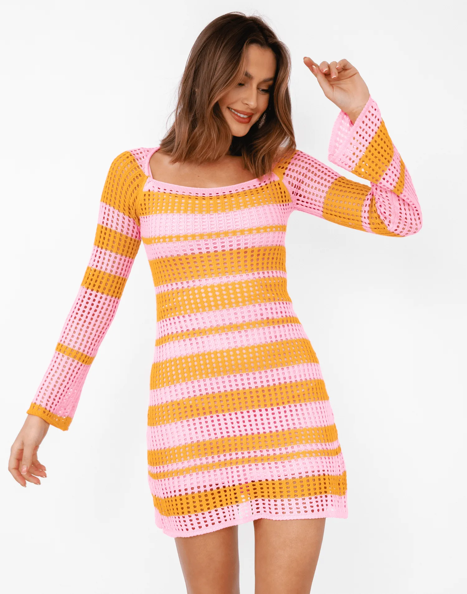 Marley Knit Mini Dress (Pink/Orange)