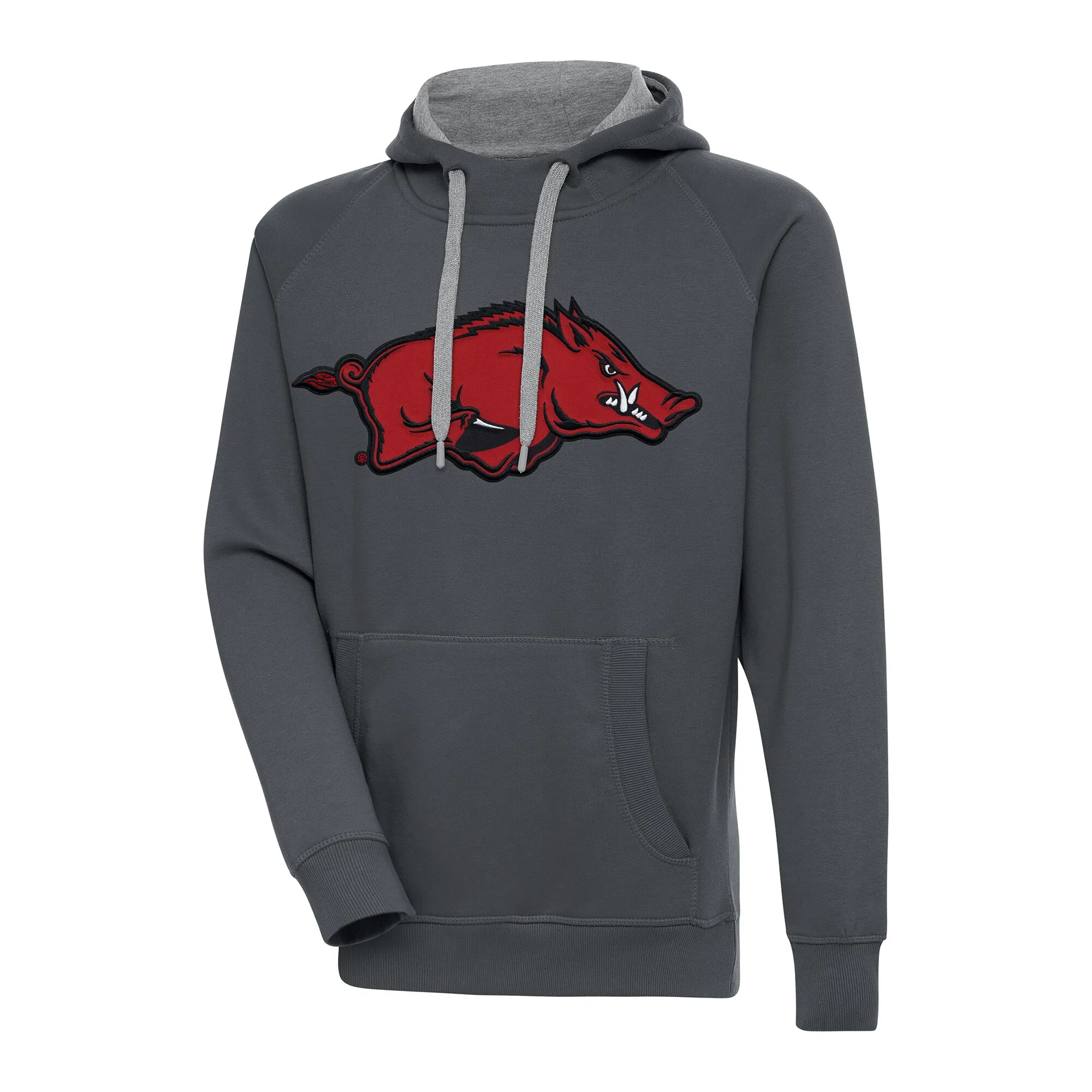 Men's Antigua Charcoal Arkansas Razorbacks Big & Tall Victory Raglan Pullover Hoodie