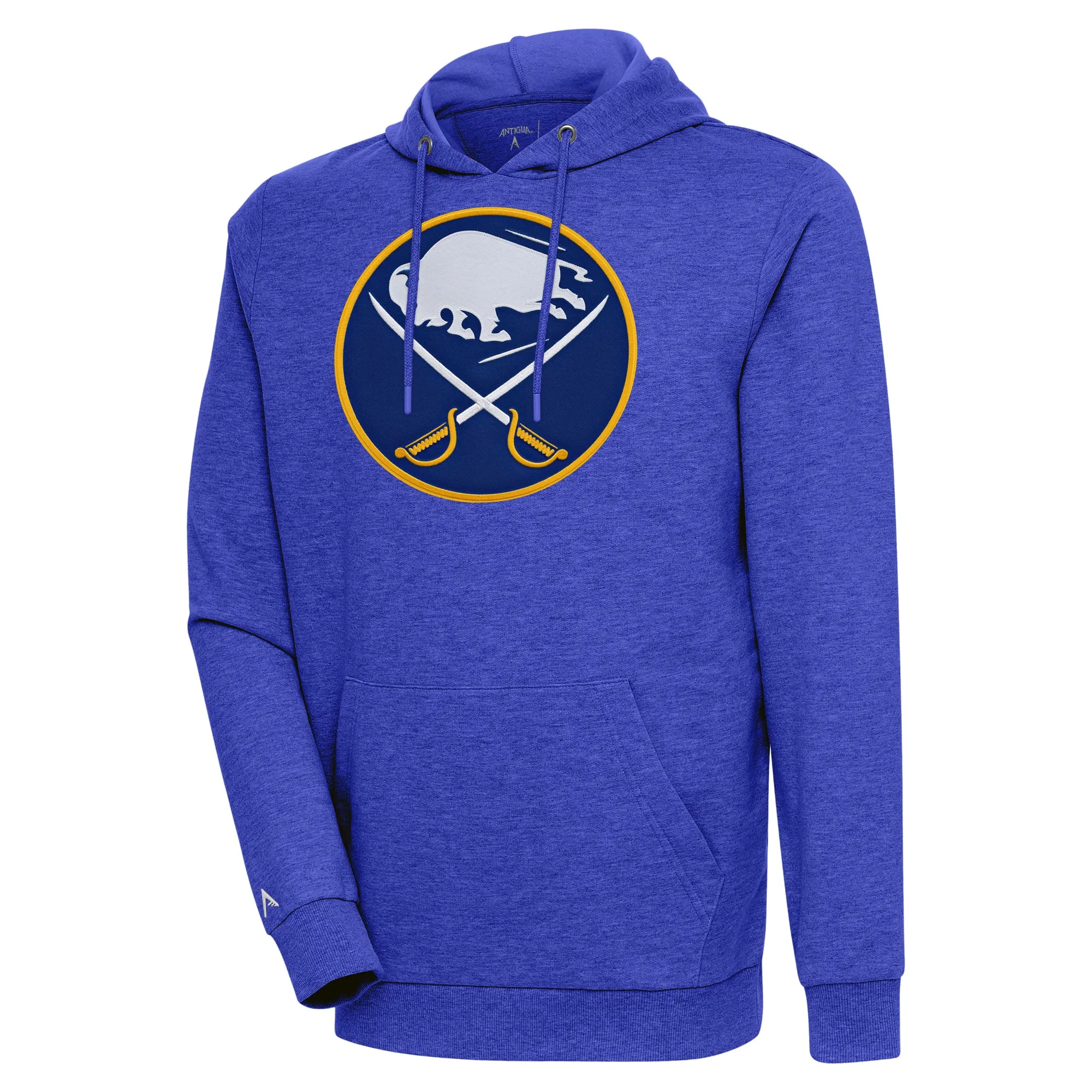 Men's Buffalo Sabres Antigua Heather Royal Logo Action Chenille Pullover Hoodie