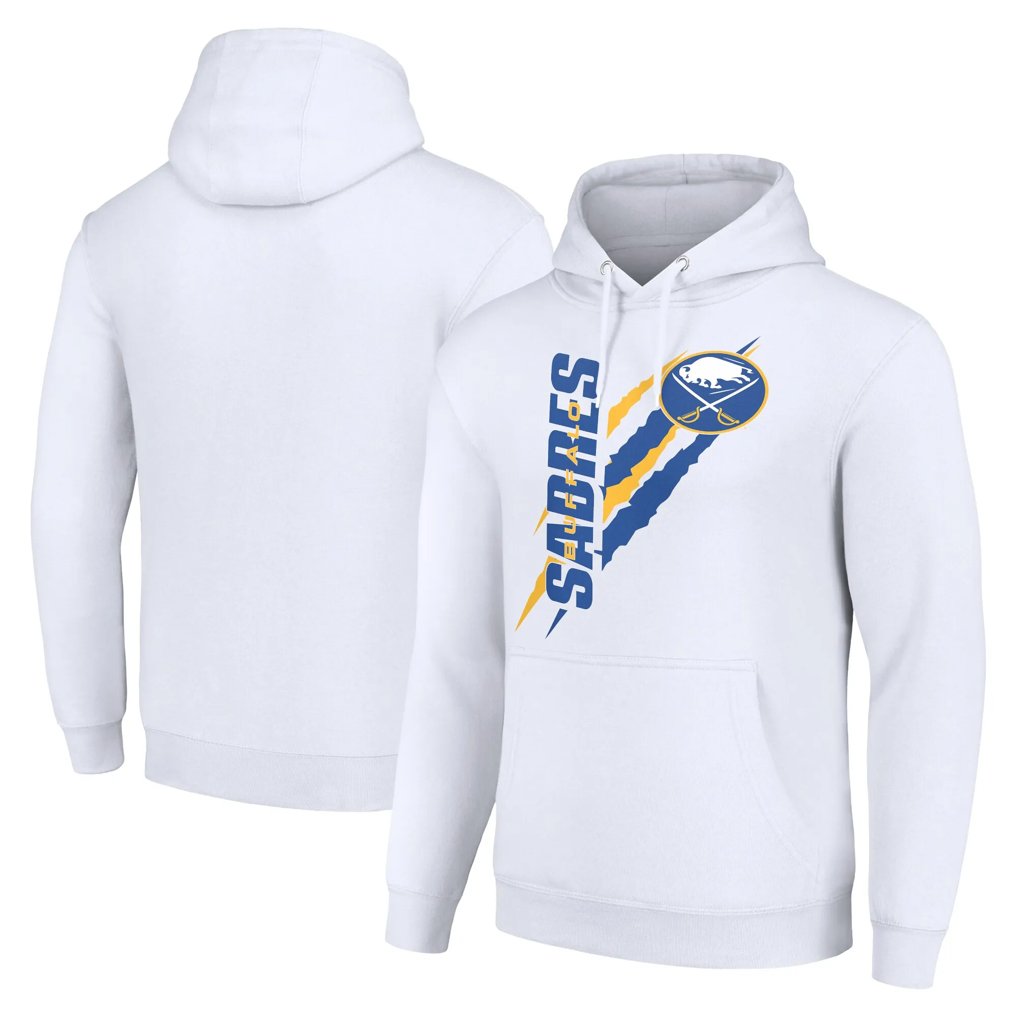 Men's Buffalo Sabres  Starter White Color Scratch Fleece Pullover Hoodie