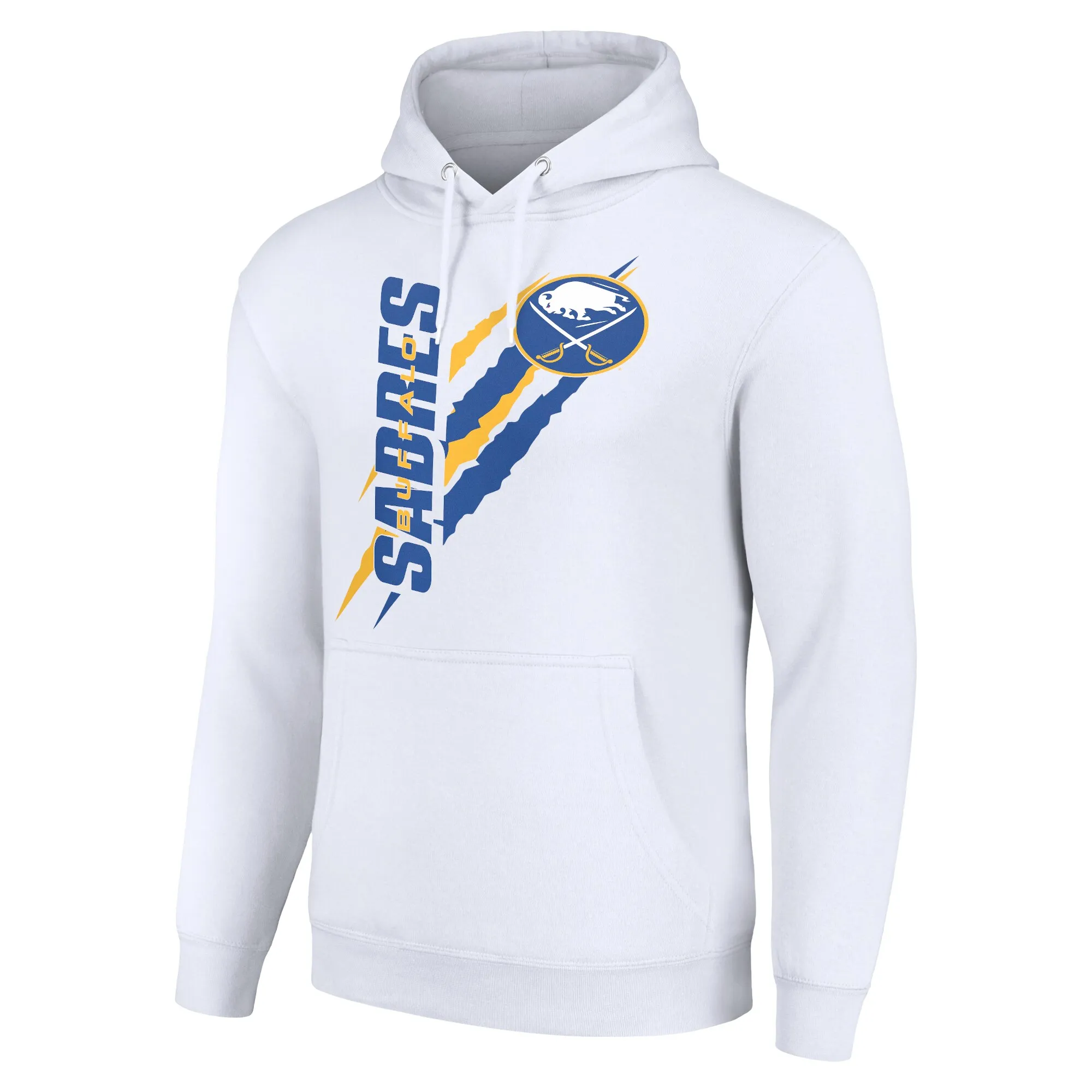 Men's Buffalo Sabres  Starter White Color Scratch Fleece Pullover Hoodie