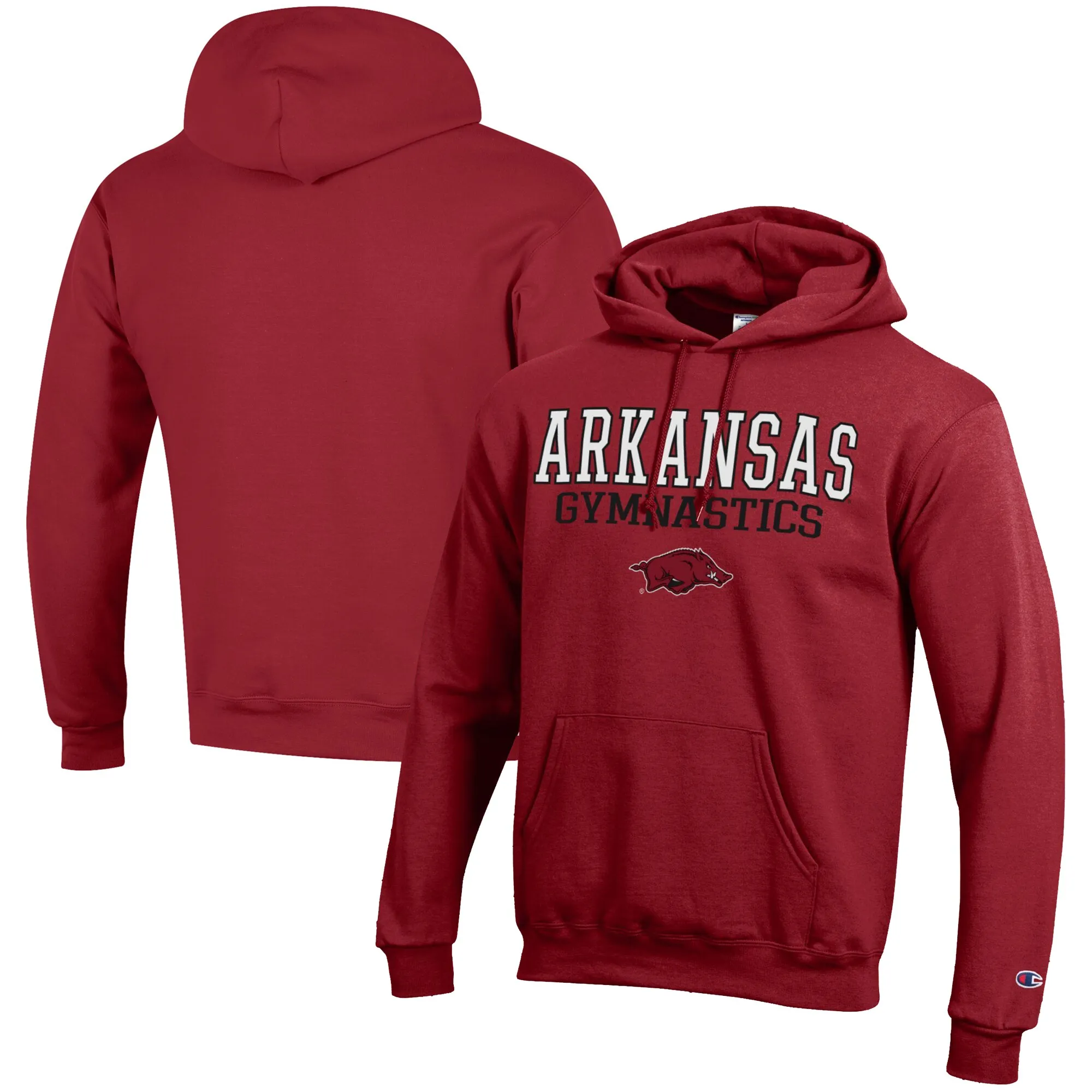 Men's Champion  Cardinal Arkansas Razorbacks Gymnastics Stack Powerblend Pullover Hoodie