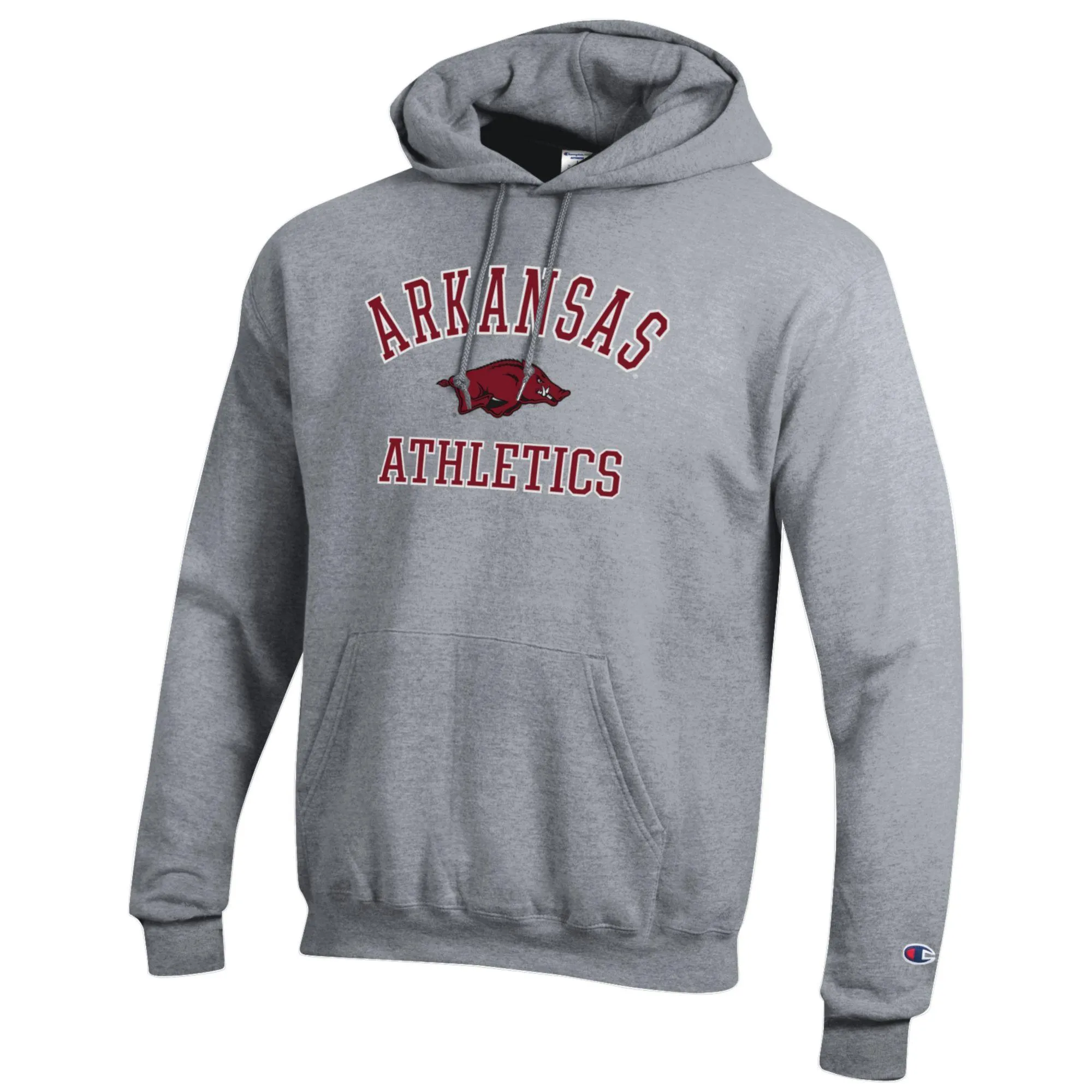 Men's Champion  Gray Arkansas Razorbacks Athletics Logo Pullover Hoodie