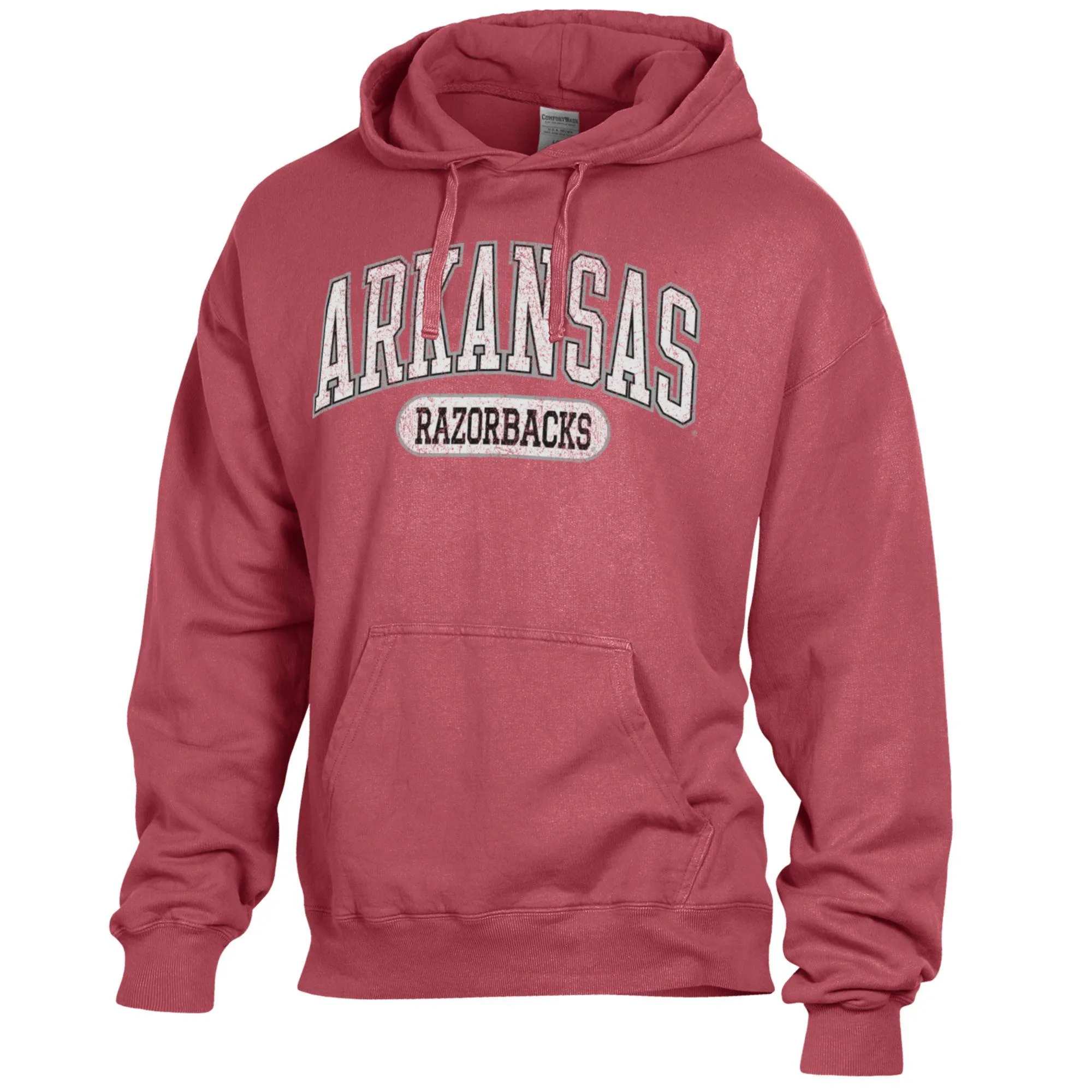 Men's Comfort Wash  Cardinal Arkansas Razorbacks Lightweight Fleece Pullover Hoodie