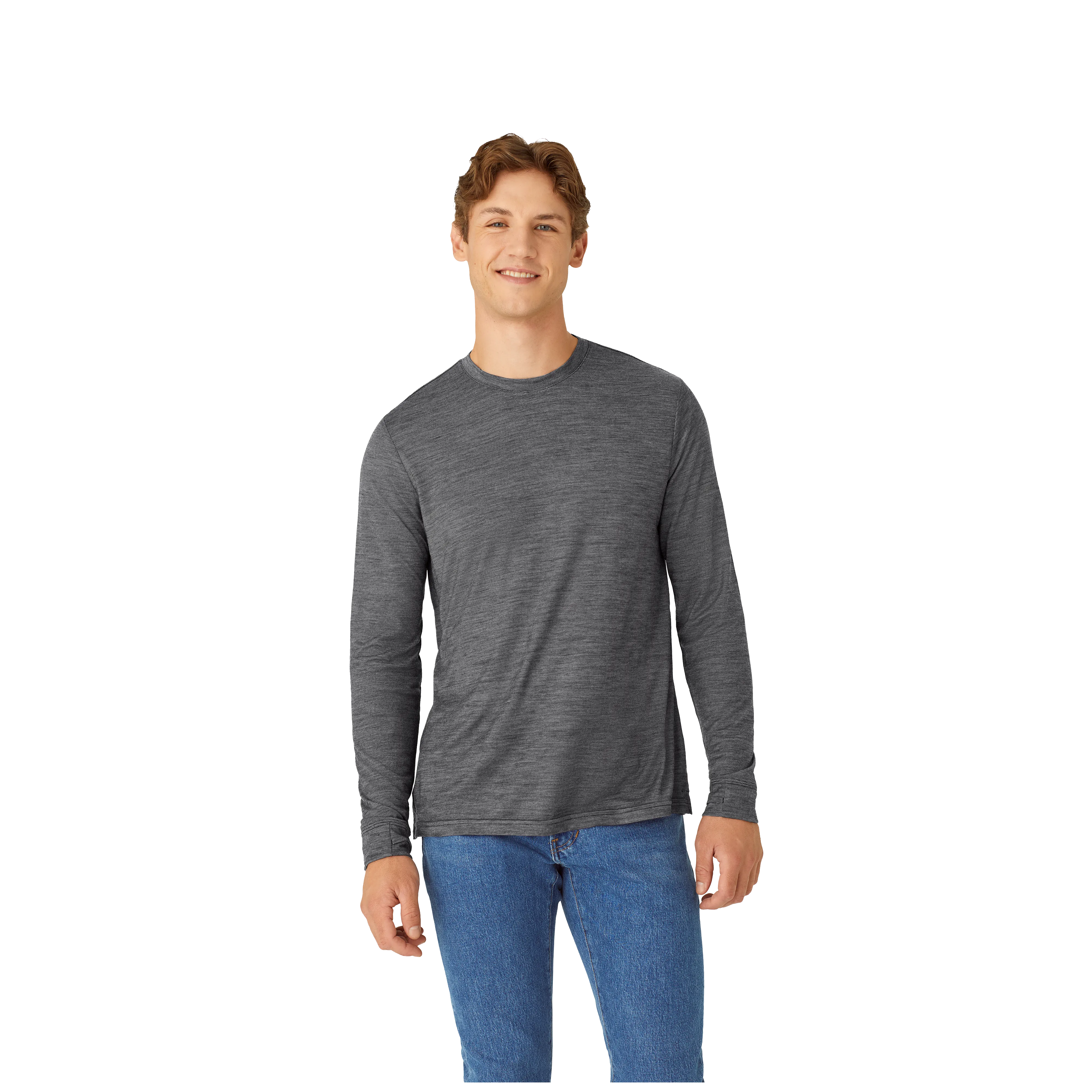 Men's Merino Wool Blend Crew Neck Long Sleeve T-Shirt