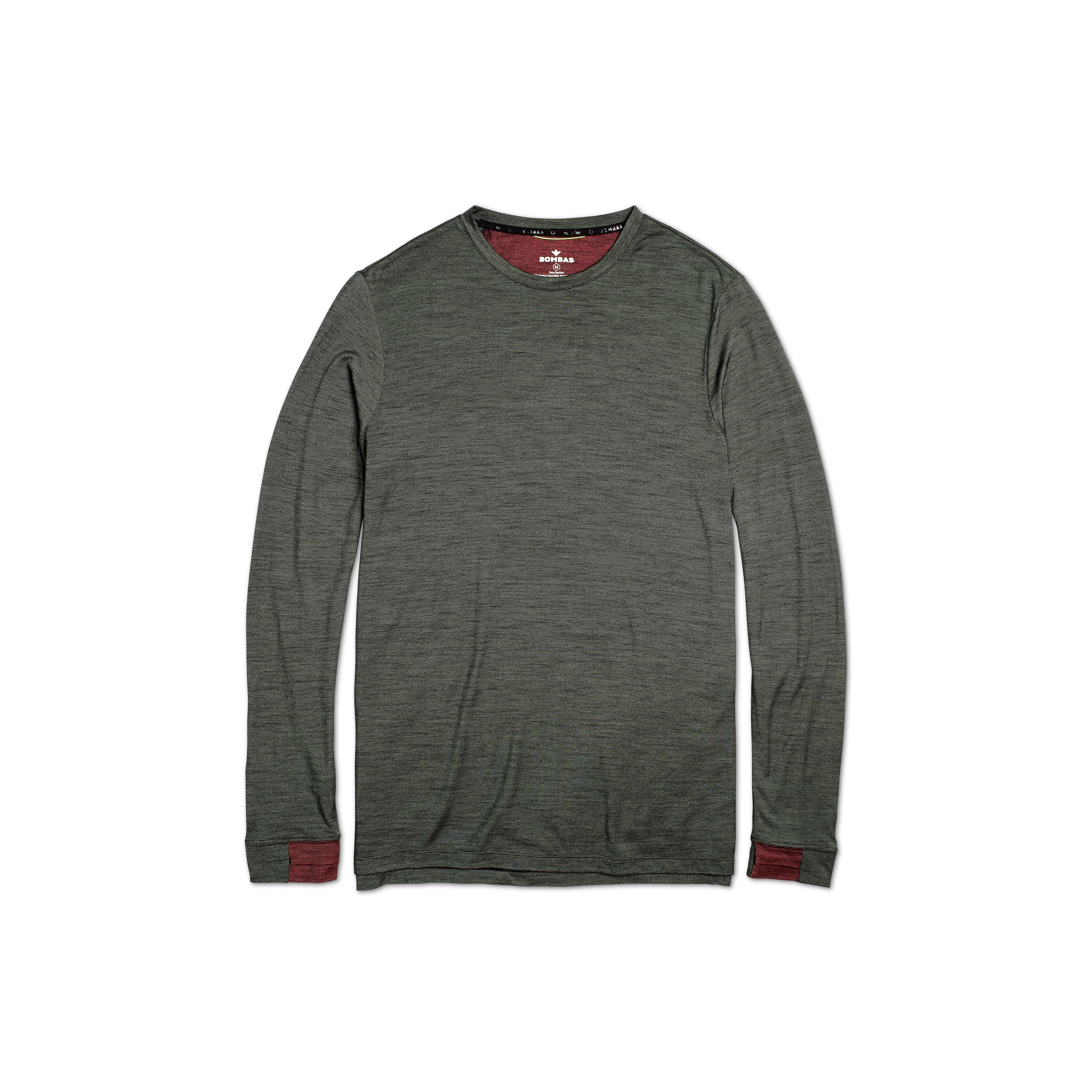 Men's Merino Wool Blend Crew Neck Long Sleeve T-Shirt