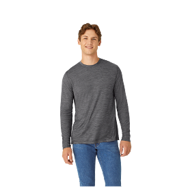 Men's Merino Wool Blend Crew Neck Long Sleeve T-Shirt