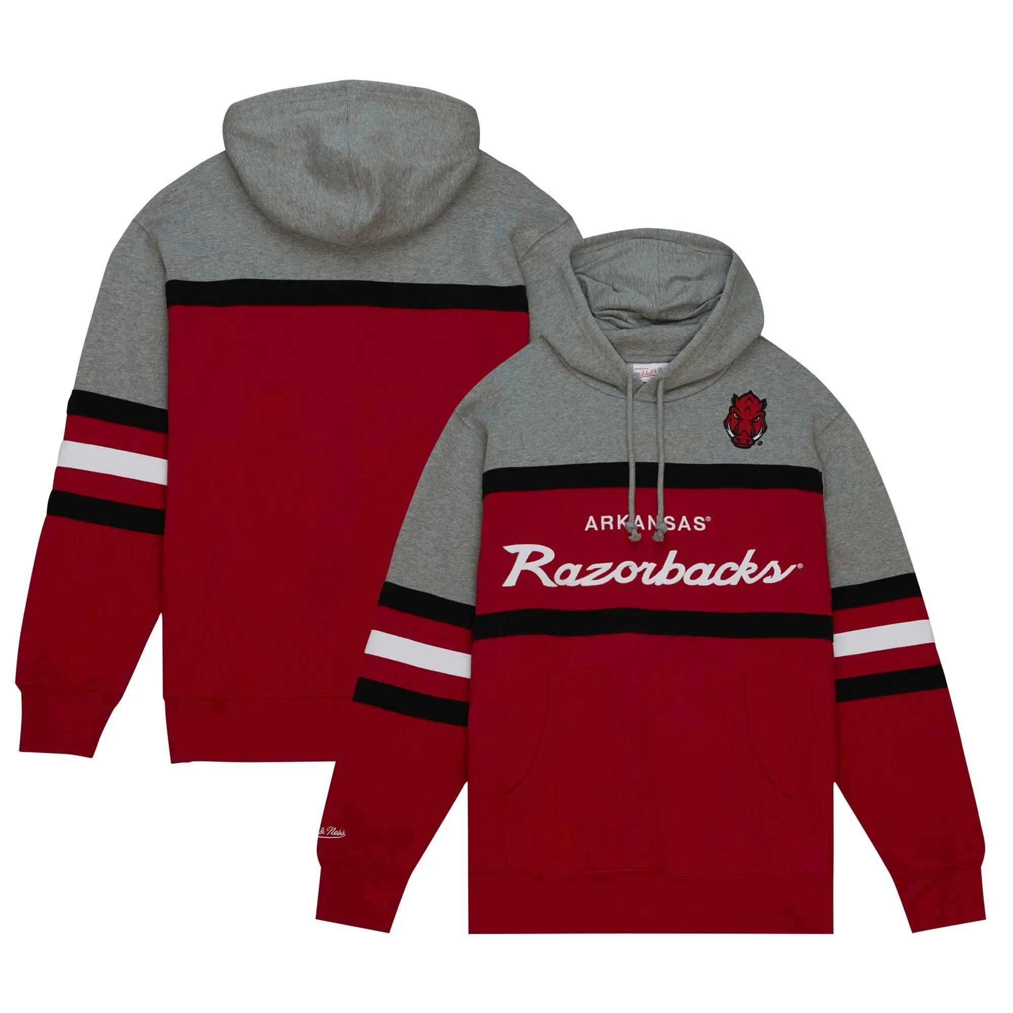 Men's Mitchell & Ness Crimson Arkansas Razorbacks Head Coach Pullover Hoodie