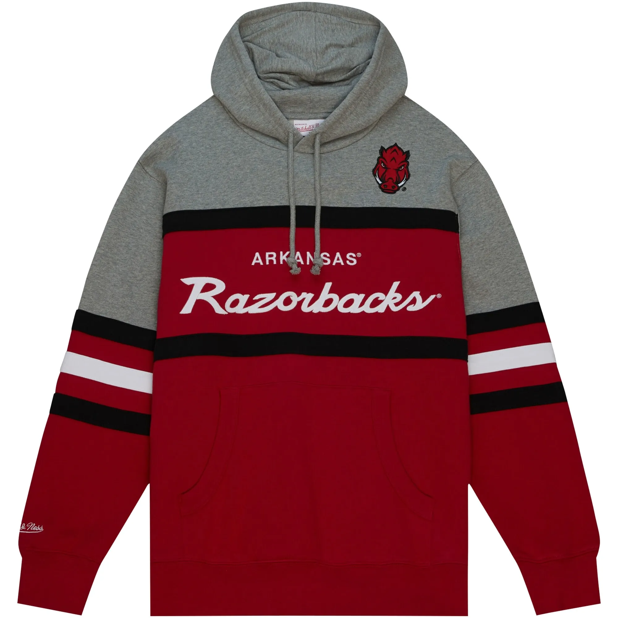 Men's Mitchell & Ness Crimson Arkansas Razorbacks Head Coach Pullover Hoodie