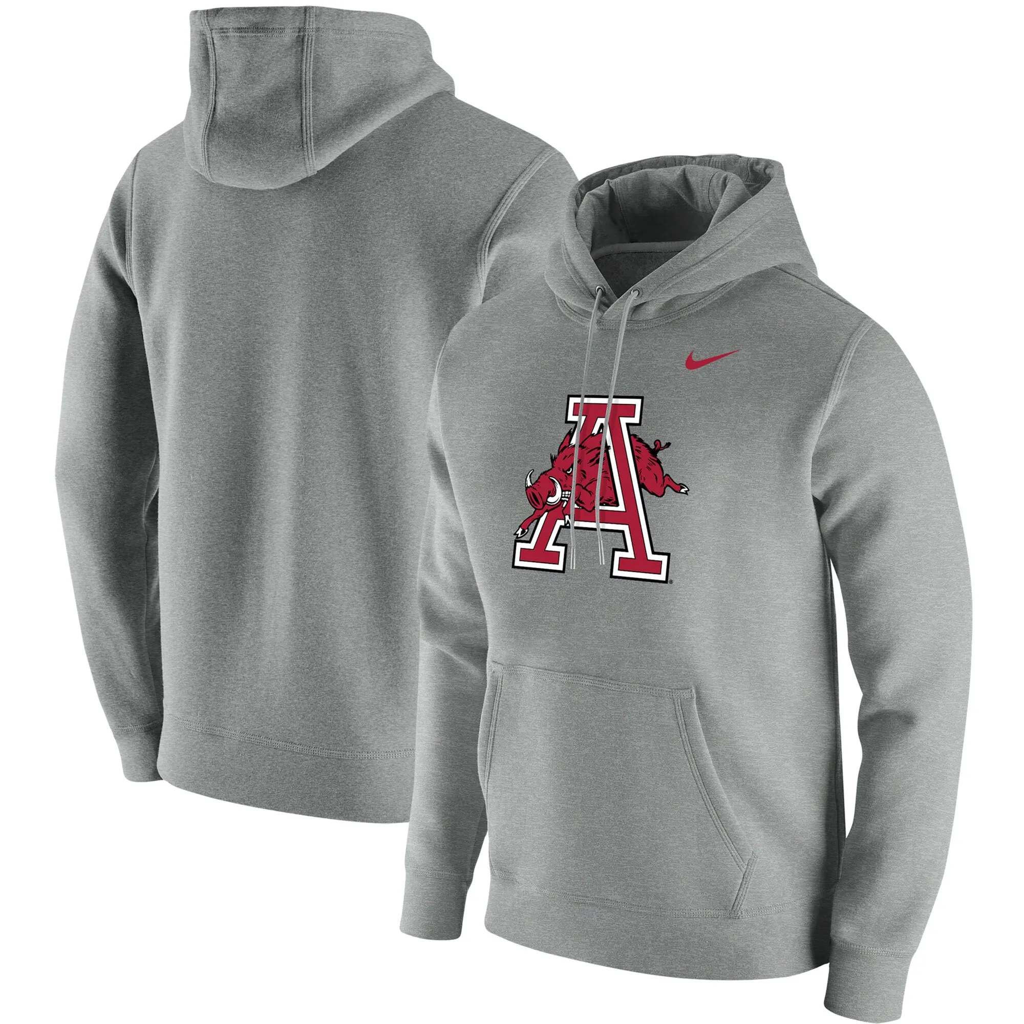 Men's Nike Heathered Gray Arkansas Razorbacks Vintage School Logo Pullover Hoodie