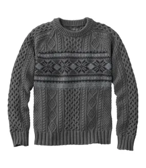 Men's Signature Cotton Fisherman Sweater, Crewneck, Fair Isle