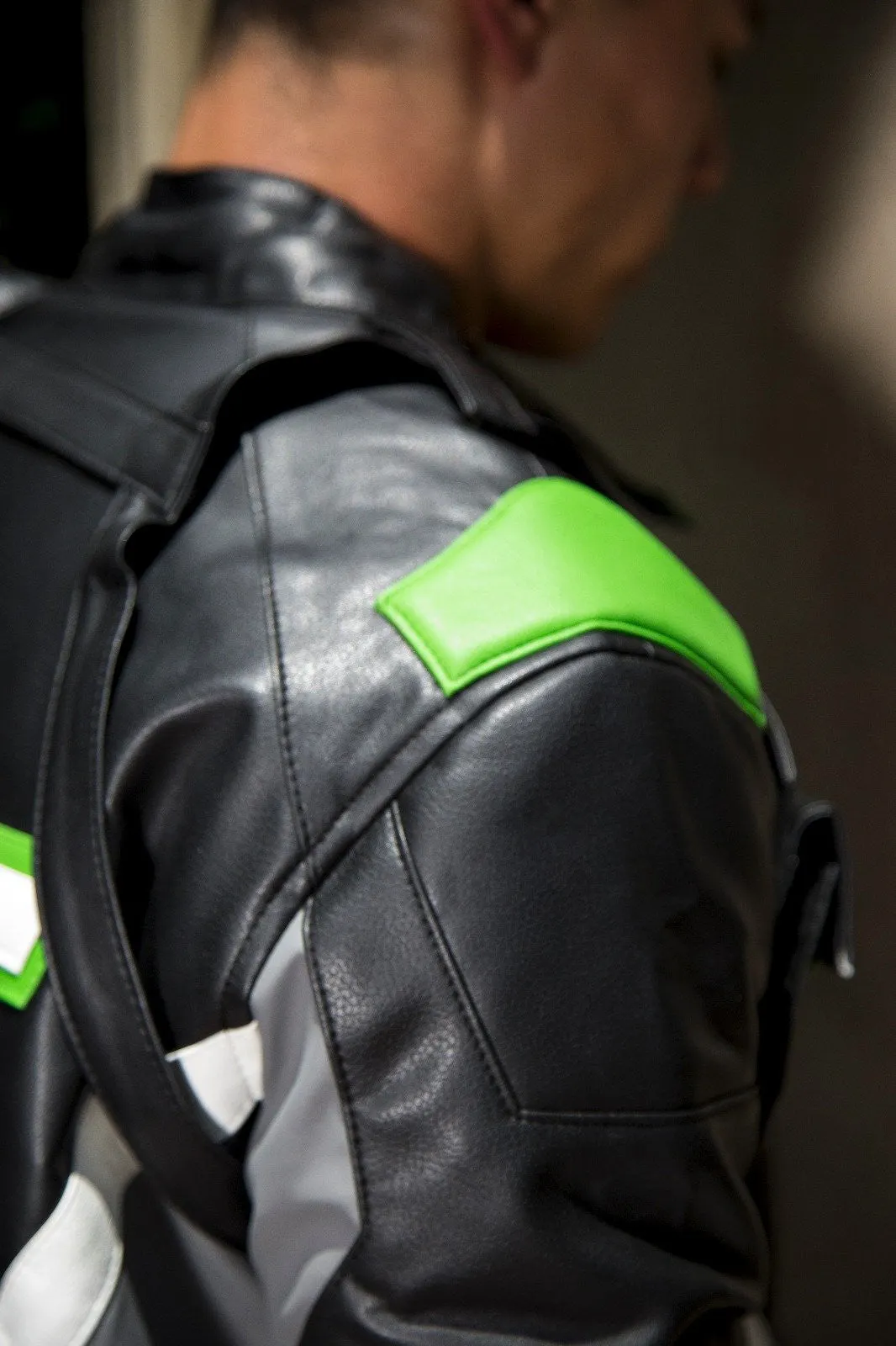 Mens Soldier 76 Houston Outlaws Green Leather Jacket