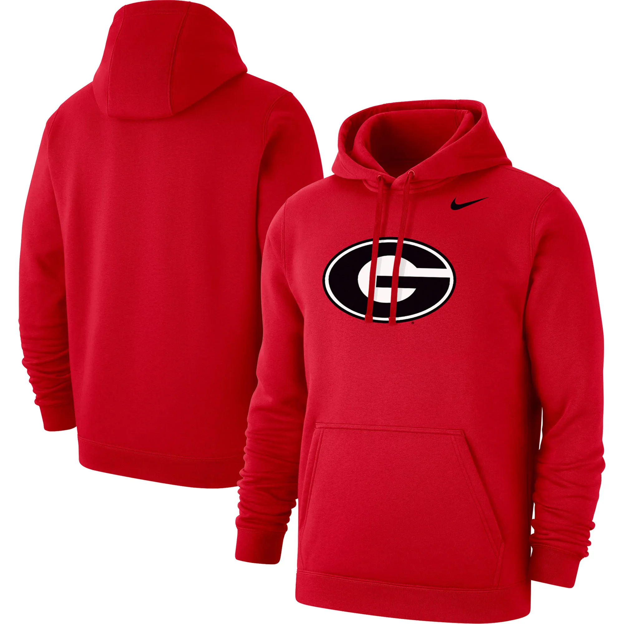 Men's Nike Red Georgia Bulldogs Primary Logo Club Pullover Hoodie