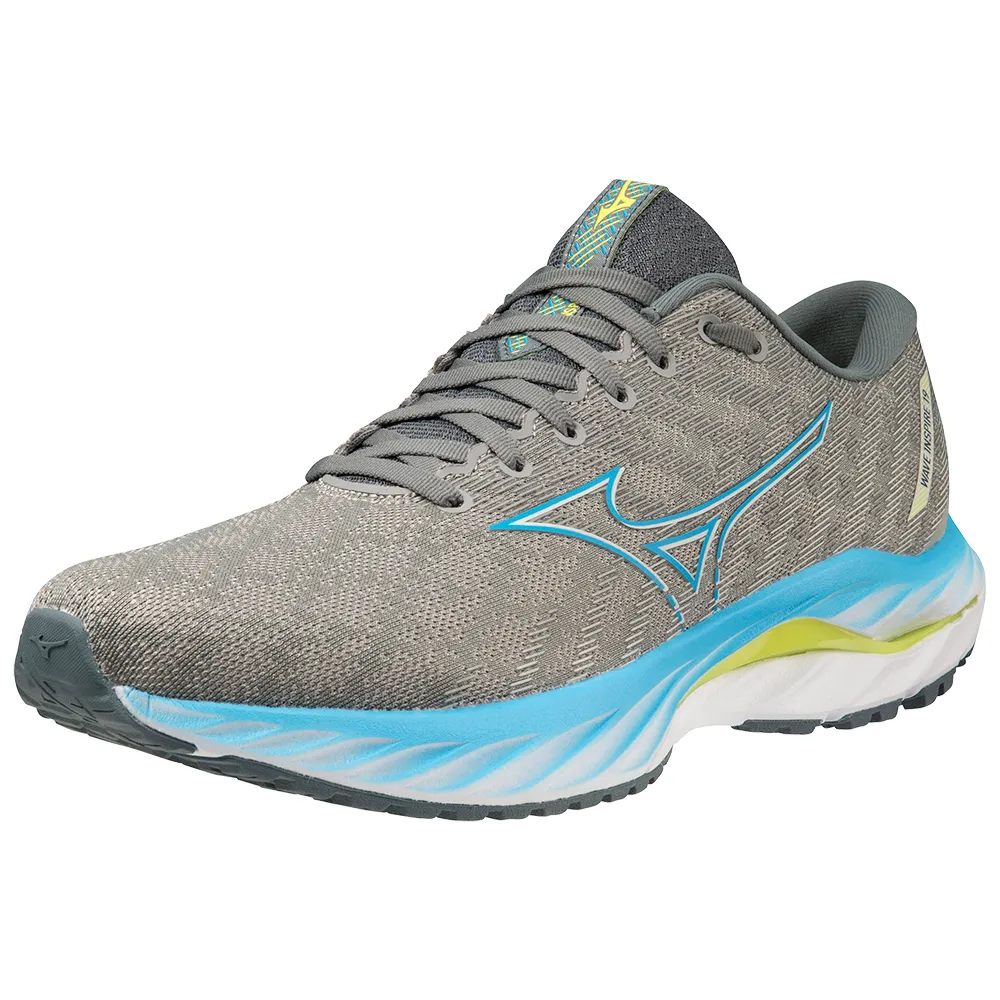 Mizuno Men's Wave Inspire 19 Running Shoe in Ghost Grey Jet Blue