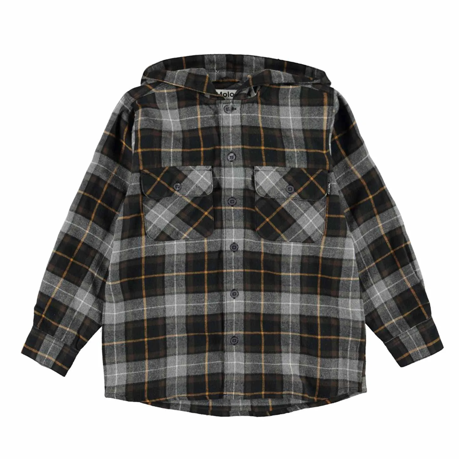 Molo Rizz Gray Check Shirt For Boys