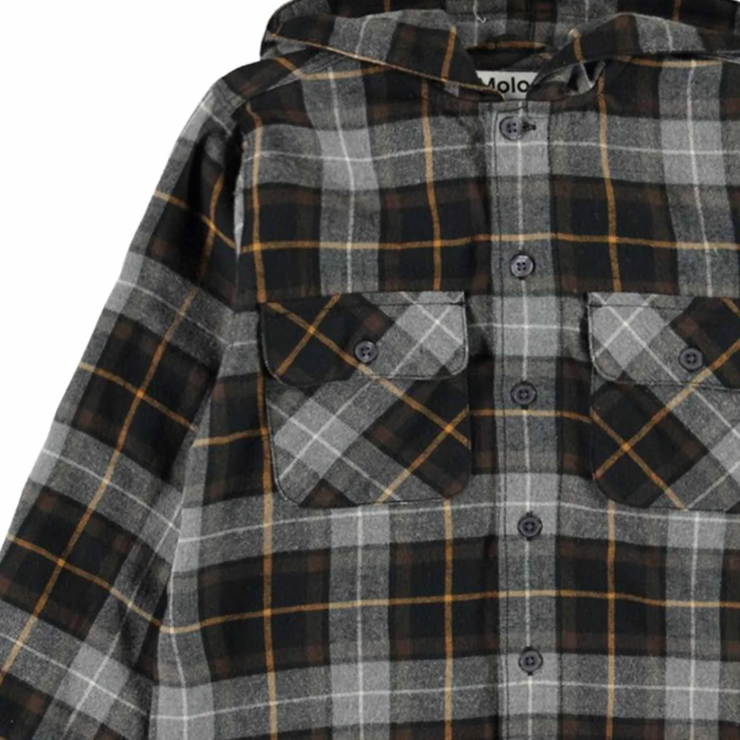 Molo Rizz Gray Check Shirt For Boys