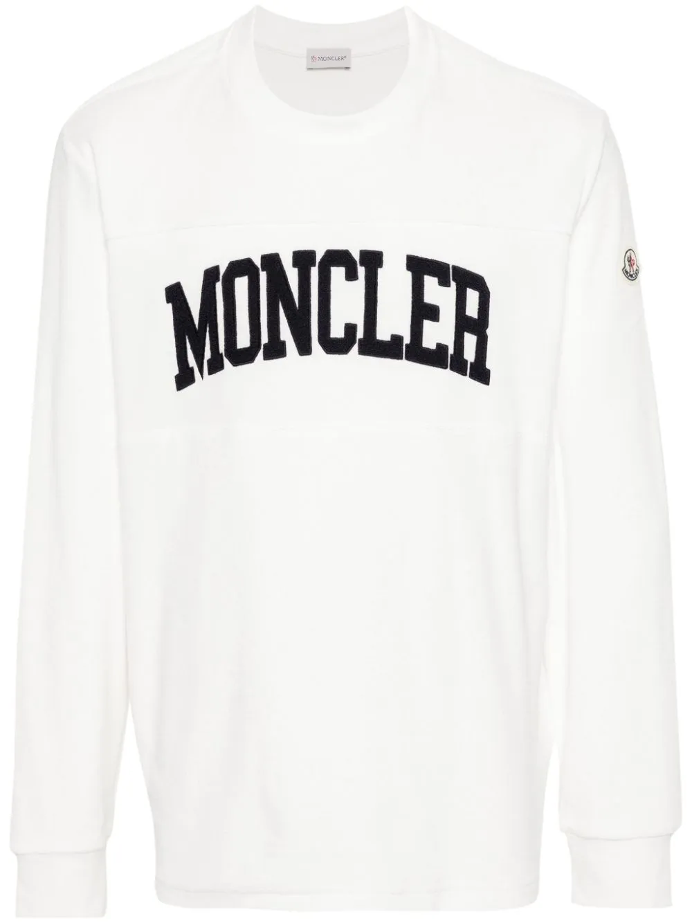 Moncler - Sweat blanc en coton à logo brodé