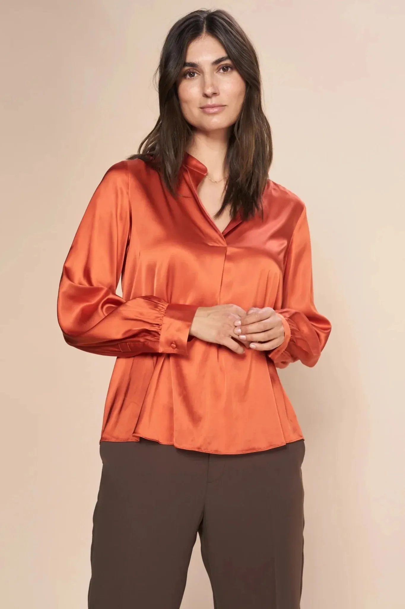 Mos Mosh - Enfa Satin Blouse Burnt Ochre