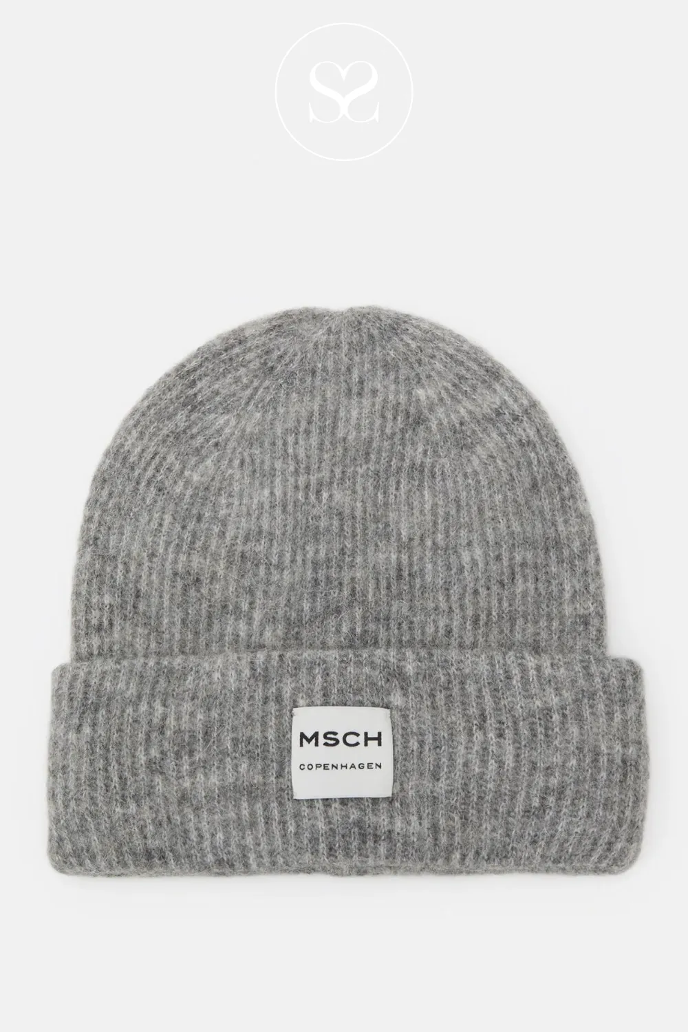 MOSS COPENHAGEN HOPE GREY BEANIE HAT