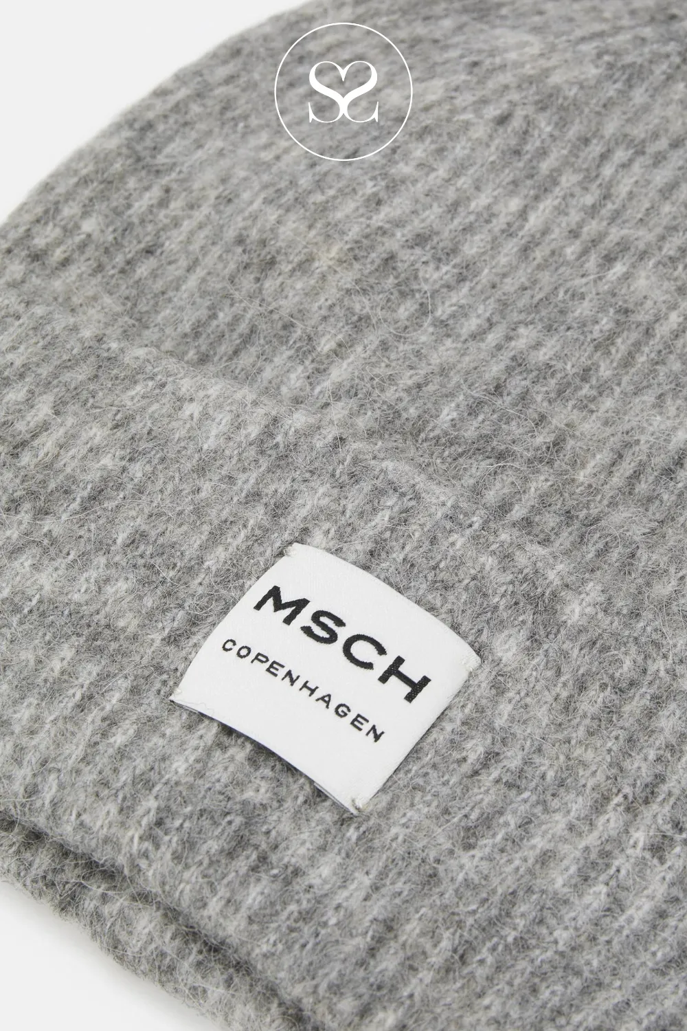 MOSS COPENHAGEN HOPE GREY BEANIE HAT