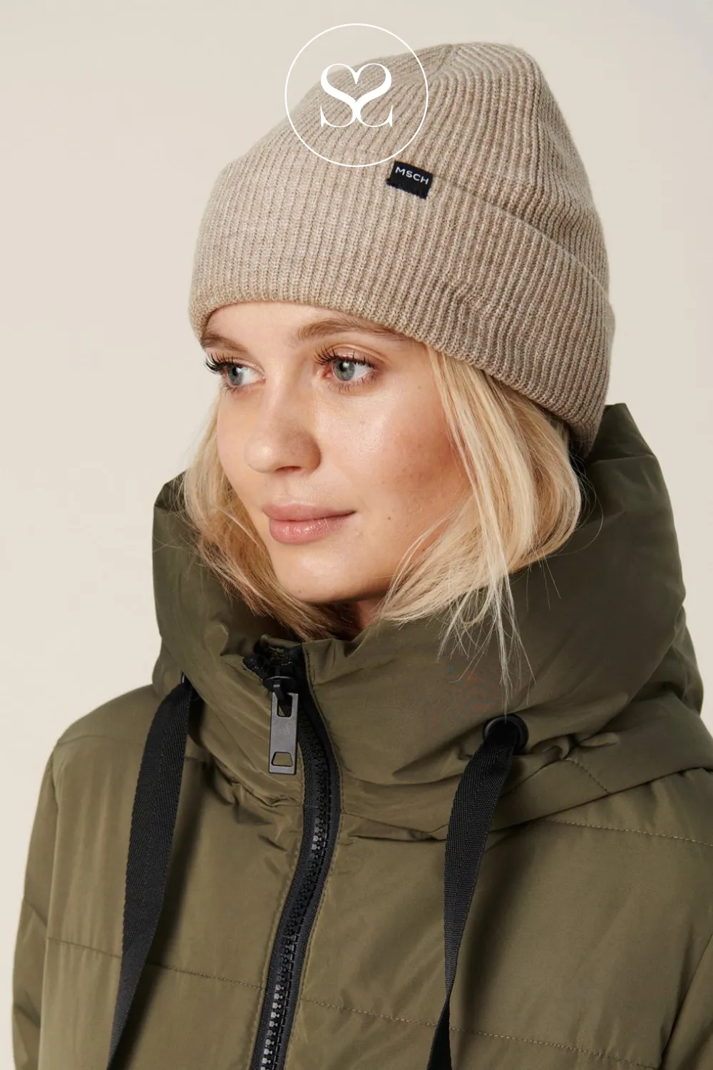 MOSS COPENHAGEN - RACHELLE TAUPE BEANIE HAT