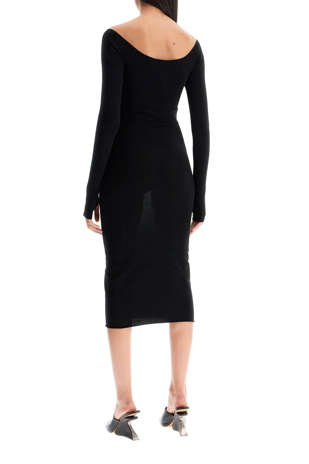 Off White Lightweight Knit Midi Dress   Black