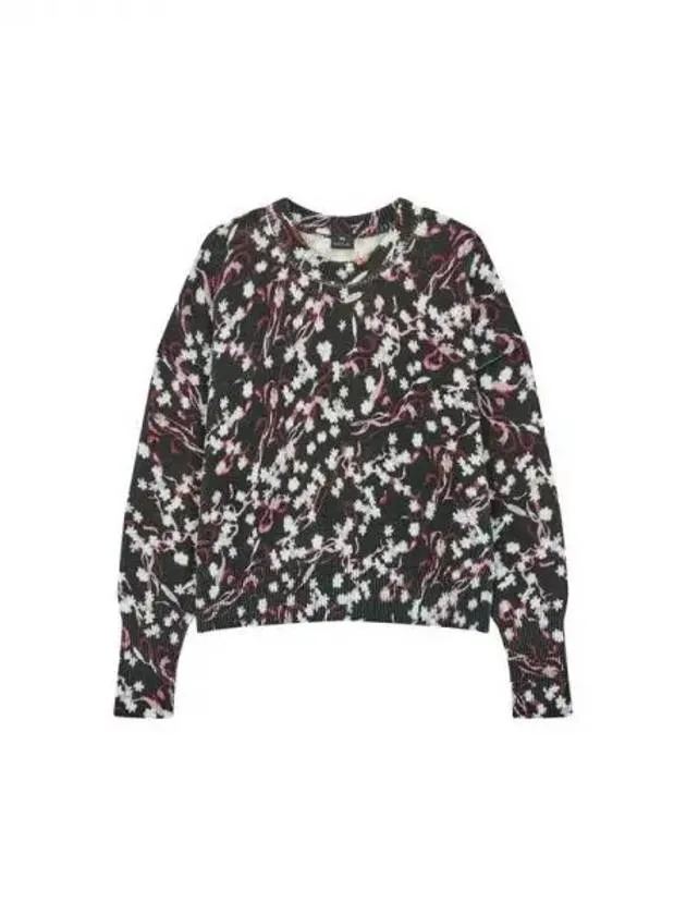 Overseas Station Season Big Chance 8 18 PS Women s Floral Wool Cotton Crew Neck Knit Black 270658