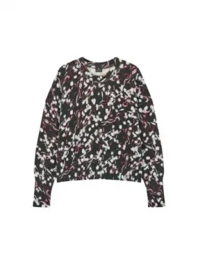 Overseas Station Season Big Chance 8 18 PS Women s Floral Wool Cotton Crew Neck Knit Black 270658