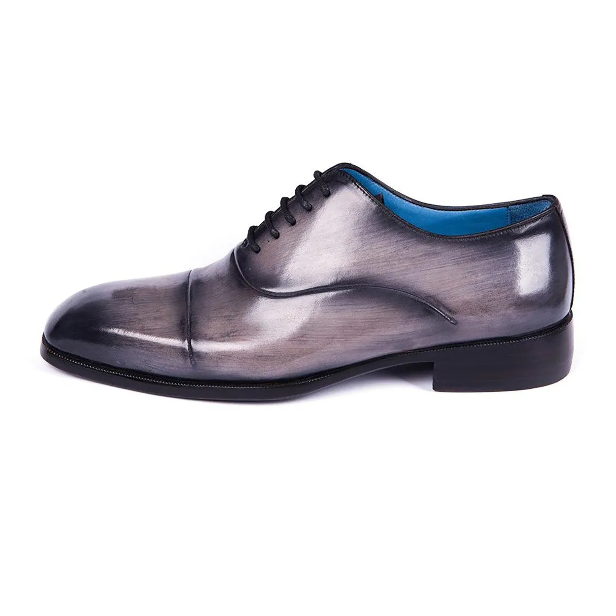 Paul Parkman 1744-GRYMen's Shoes Gray Calf-Skin Leather Cap-Toe Oxfords (PM6299)