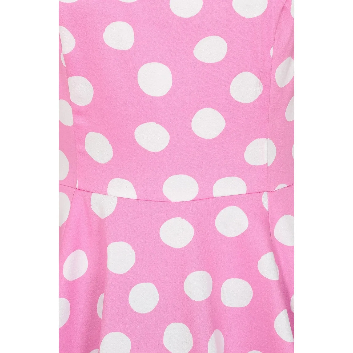 Pink White Sleeveless Polka Dot Audrey Swing Tea Dress