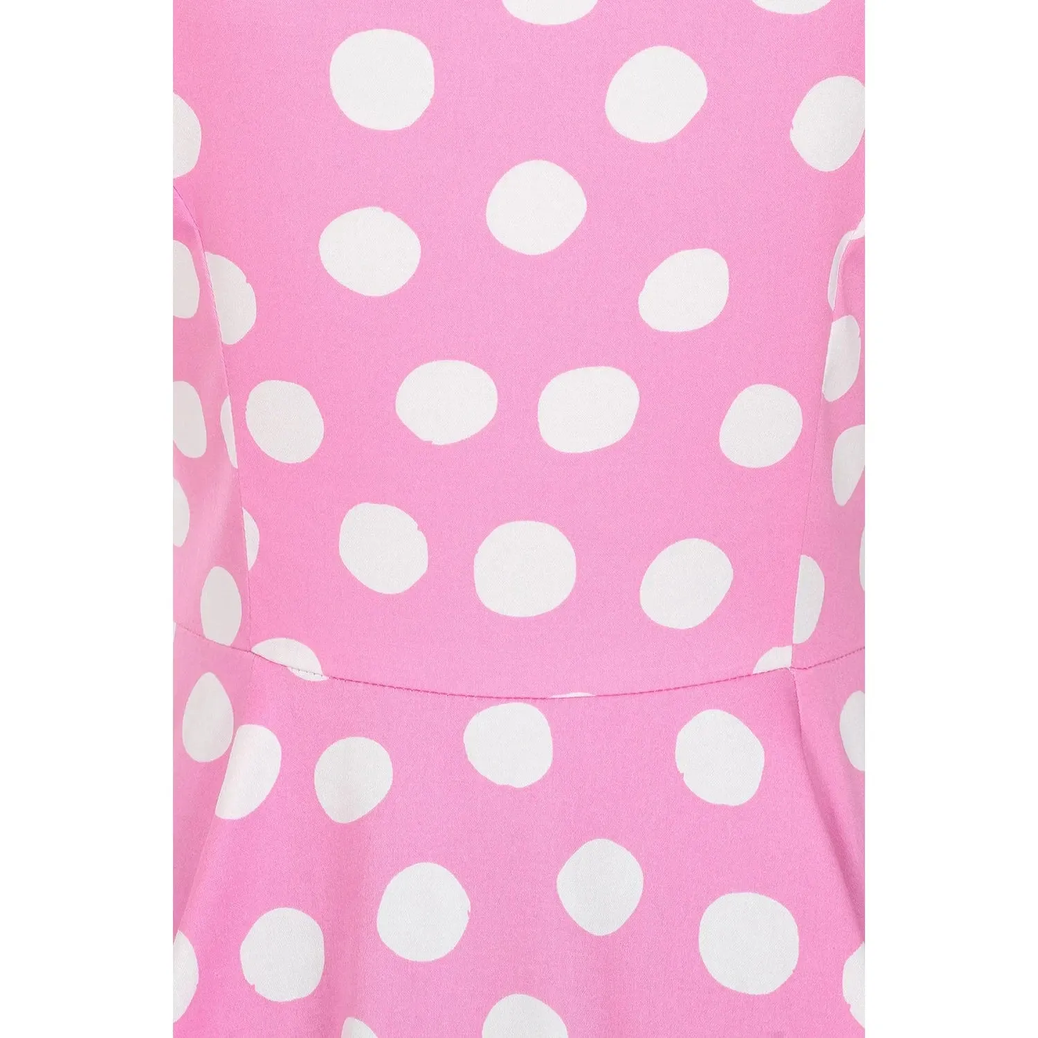 Pink White Sleeveless Polka Dot Audrey Swing Tea Dress