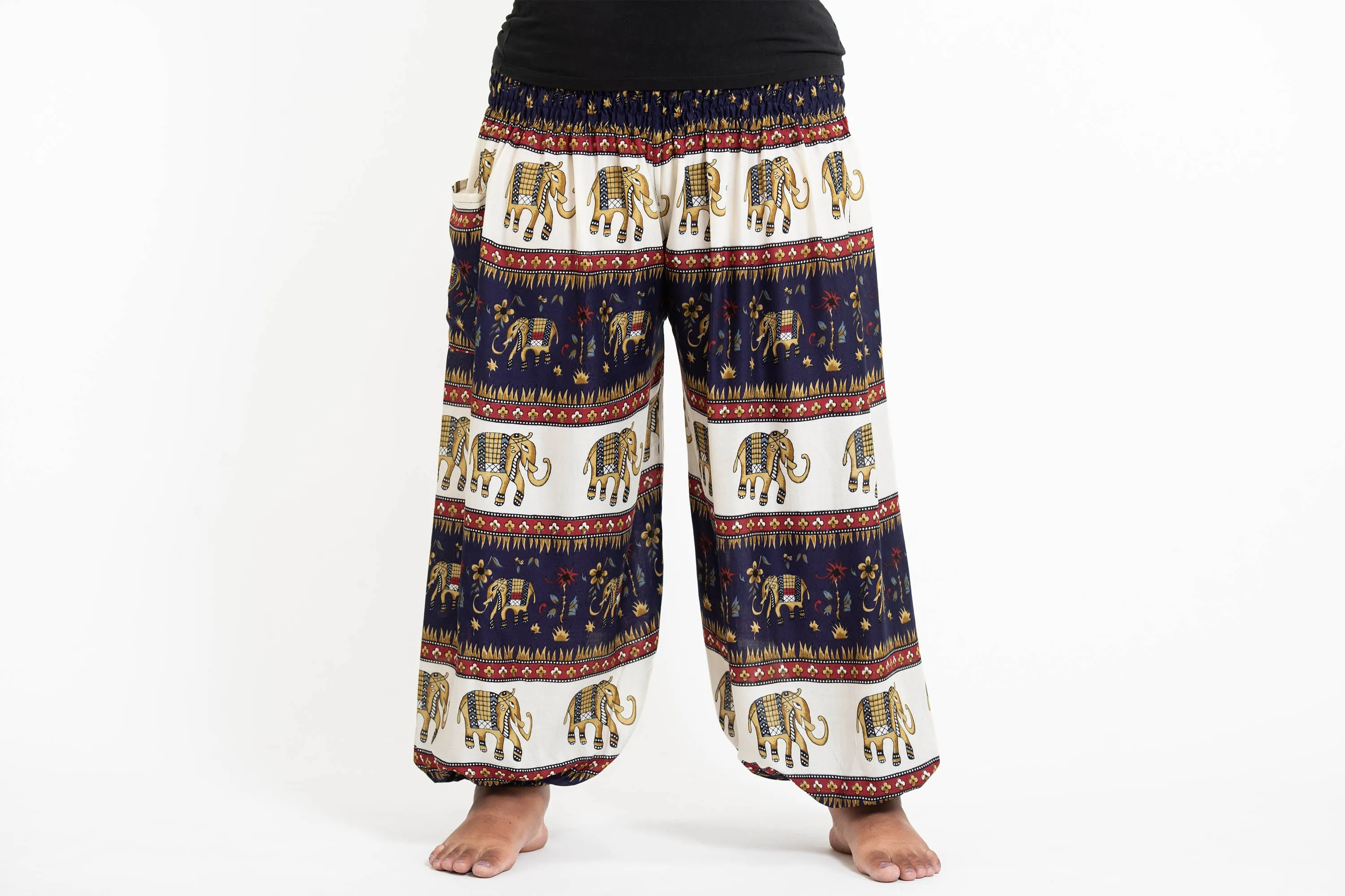 Plus Size Elephant Bliss Women's Elephant Pants in Navy