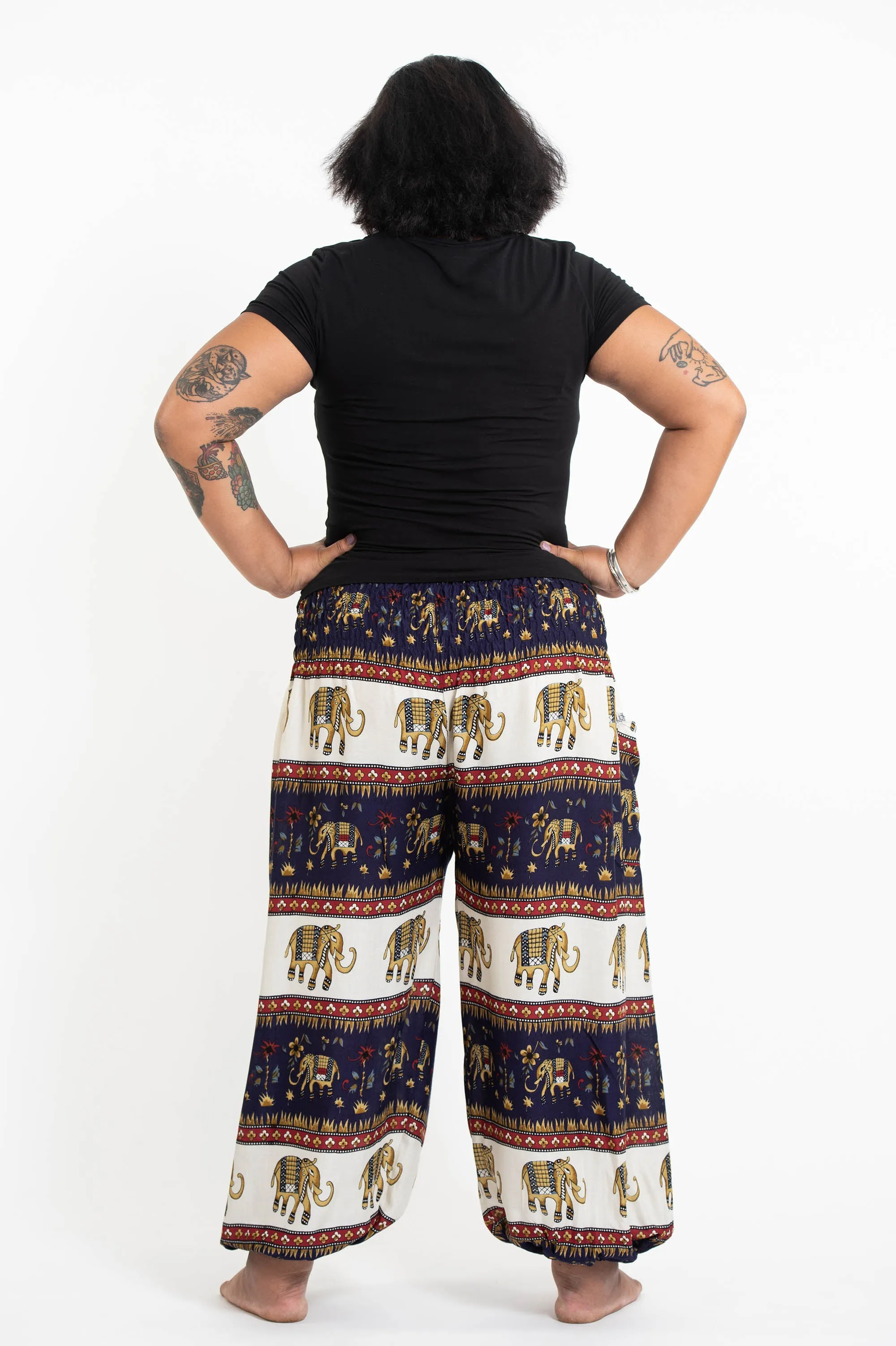 Plus Size Elephant Bliss Women's Elephant Pants in Navy