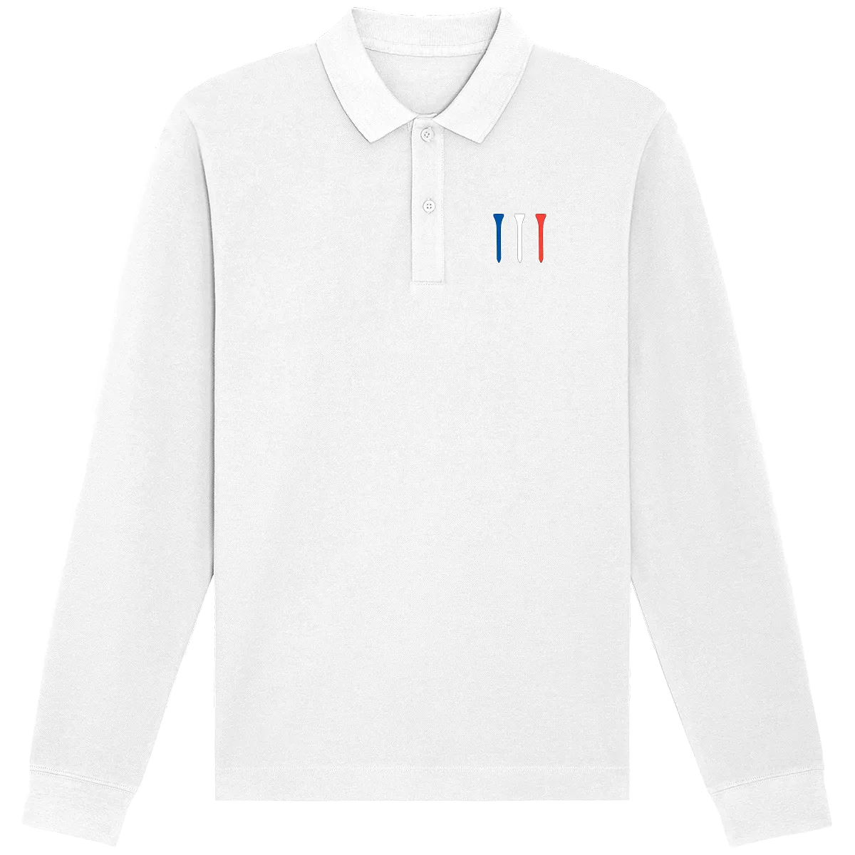 Polo manches longues coton bio Tees Bleu Blanc Rouge