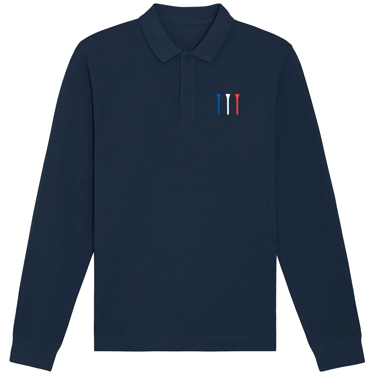 Polo manches longues coton bio Tees Bleu Blanc Rouge