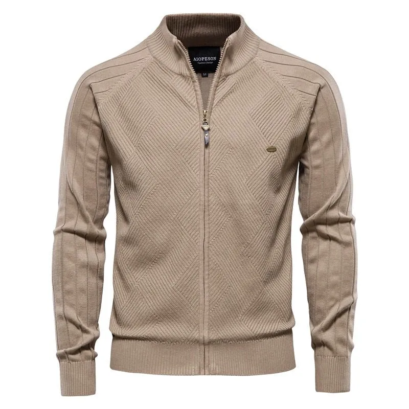 Pull zippé en coton pour homme AIOPESON -Y159