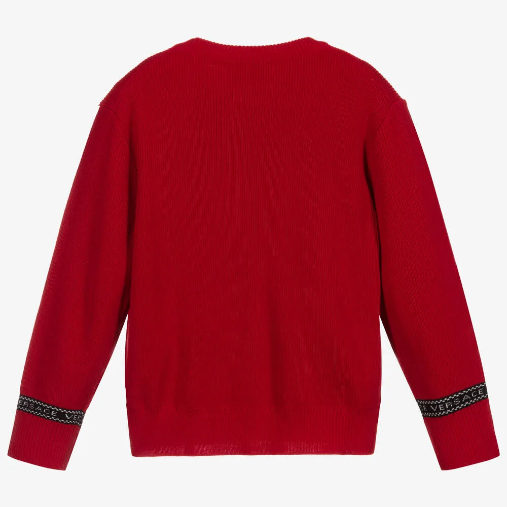 Red Wool Logo Sweater