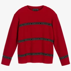 Red Wool Logo Sweater