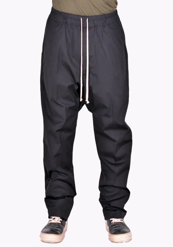 RICK OWENS RU02B2380 TE 09 DRAWSTRING LONG PANTS BLACK