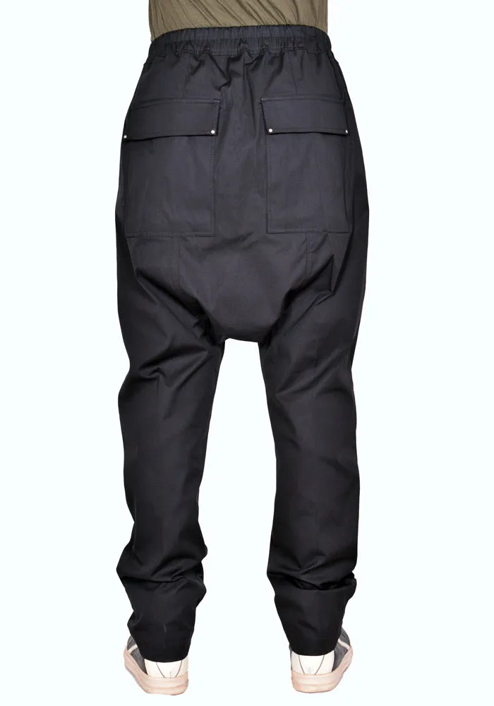 RICK OWENS RU02B2380 TE 09 DRAWSTRING LONG PANTS BLACK