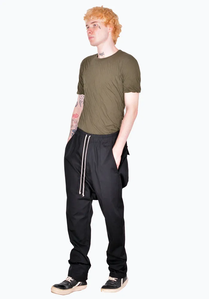 RICK OWENS RU02B2380 TE 09 DRAWSTRING LONG PANTS BLACK